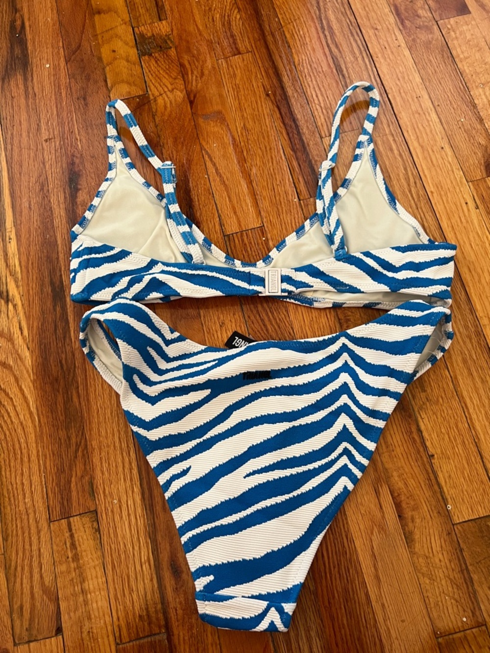 Triangl Blue & White Zebra Print Bikini Set - Picture 3 of 4